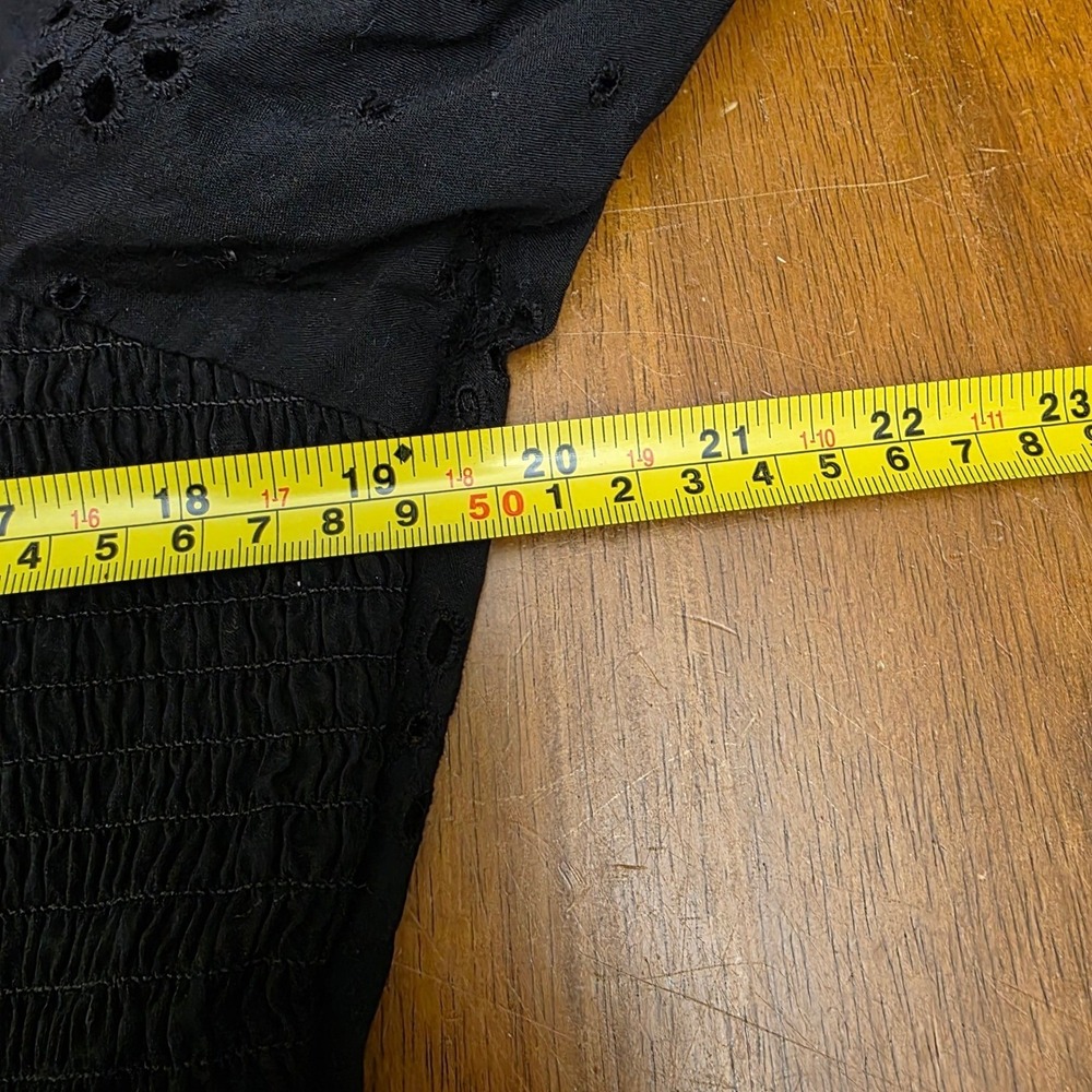 ASOS DESIGN Black Eyelet Cotton Smocked Tiered Maxi Dress Puff Sleeve US 14 Boho - Picture 13 of 15